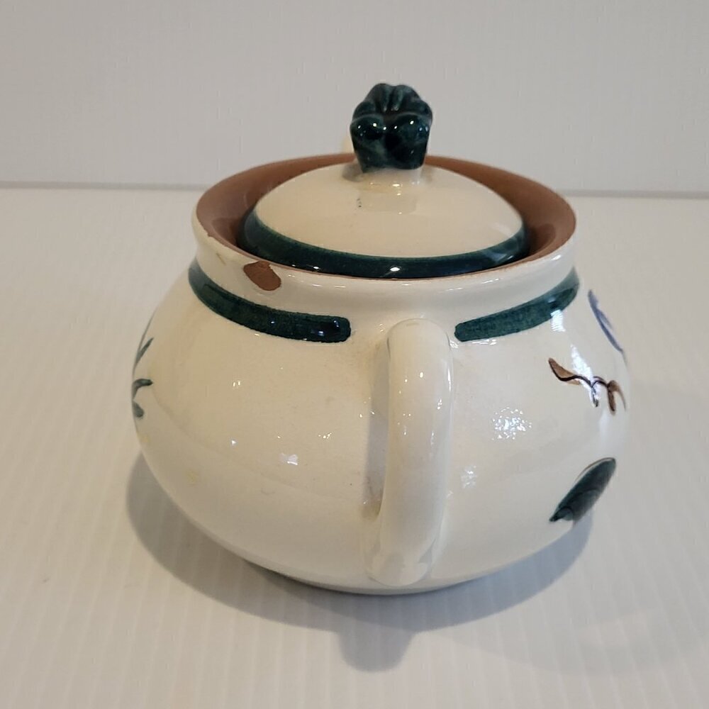 Vintage STANGL Pottery Mid Century Modern SUGAR BOWL Lid Garden Flower Trenton - Picture 4 of 13